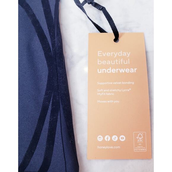 NWT HONEYLOVE Silhouette Brief w/ Velvet Trim Women's Size Small in BLack - Picture 2 of 7